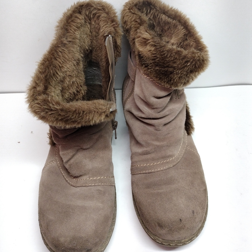 Baretraps Extreme Brown Suede Ankle Boots l Size  8 M l Leather Faux fur - Picture 6 of 10